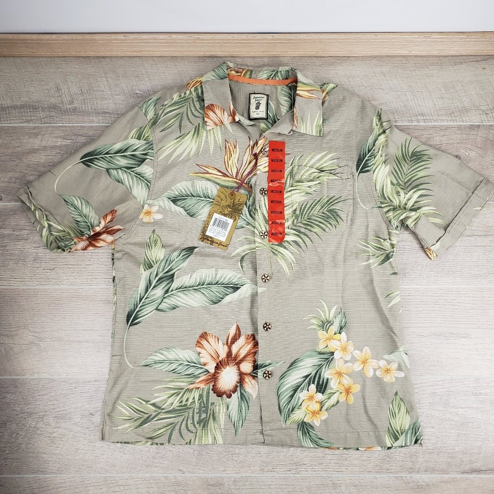 MEN'S HAWAIIAN SHIRT 100% SILK Jamaica Jaxx - Picture 1 of 5